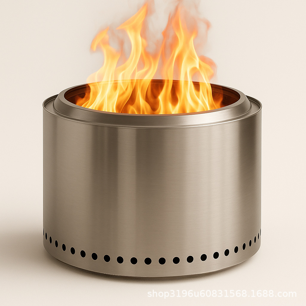 Kamin für die Terrasse - rostfreier Stahl. Derzeit ist ein Grillrost inbegriffen.